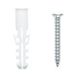 Set diblu universal din plastic alb 10x50mm cu surub 6x45mm 50 buc/set