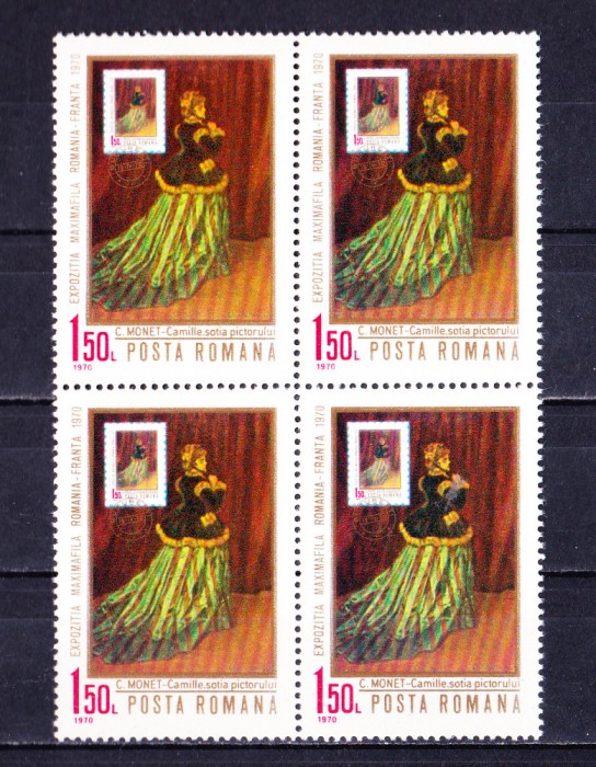 TSV$ - 1970 LP 723 EXPOZITIA MAXIMAFILA ROMANIA-FRANTA BLOC X 4 MNH/** LUX