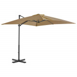 Umbrela suspendata cu stalp din aluminiu taupe 250x250 cm GartenMobel Dekor, vidaXL