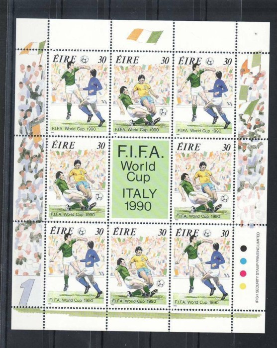 IRLANDA - SPORT C.M. FOTBAL 1990 SERIE + COLITA NESTAMPILATE