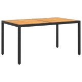 Cumpara ieftin Masă de grădină, negru, 150x90x75 cm, lemn acacia și poliratan