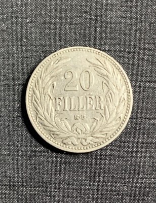 Moneda 20 filler 1907 Ungaria foto