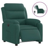 Cumpara ieftin Fotoliu rabatabil electric, verde inchis, material textil