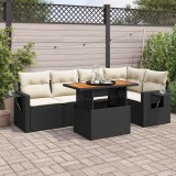 vidaXL Set mobilier de grădină cu perne, 6 piese, negru, poliratan 3327150