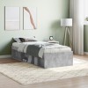 Cadru Pat Gossi Gri Beton 75x190 cm, Pat Single Mic, Lemn, Lamele Placaj, Depozitare Laterala