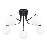 Candelabru Astral Negru/Alb Din Oțel/Sticlă Cu 5 Becuri Geometric Minimalist De Interior
