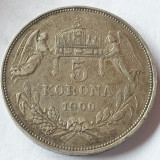 Ungaria 5 Korona /Corona (Coroane) 1900 argint