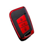 Husa Cheie Auto VW PASSAT B8, ARTEON, Smartkey, Tpu, Aspect Piele, Rosie AutoProtect KeyCars, Oem