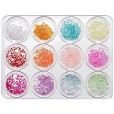 Cumpara ieftin Kit nail art 12 buc - semiluni sidefate, 5g