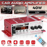 MINI amplificator auto, stereo, 12V, 40 W, radio FM, citire USB sau card SD, cu telecomanda AVX-MRS430