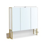 VASAGLE Dulap de baie de perete, 3 usi cu oglinda, compartiment deschis, 15x70x70 cm, alb auriu Household NewTrend