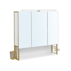 VASAGLE Dulap de baie de perete, 3 usi cu oglinda, compartiment deschis, 15x70x70 cm, alb auriu Household NewTrend
