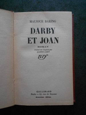 MAURICE BARING - DARBY ET JOAN (1938, limba franceza) foto