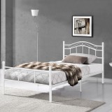 [en.casa]&reg; Pat cadru metalic vintage Dina - 120 x 200 cm (alb) HausGarden Leisure