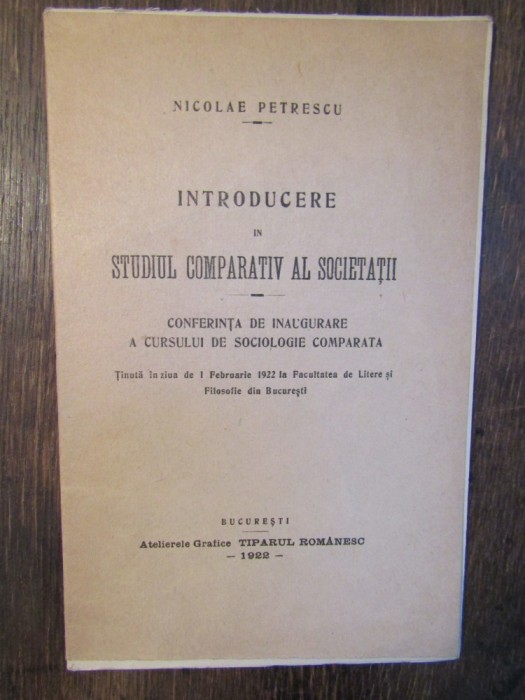 Introducere &icirc;n studiul comparativ al societății - Nicolae Petrescu