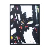 Tablou abstract inramat pictat manual, Sinergie, 75x55cm ulei pe panza, rama din lemn, Geo Ungureanu