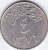 Moneda Arabia Saudita 4 Ghirsh 1956 (AH1376) - KM#42 XF