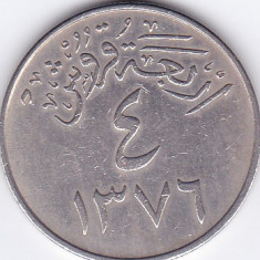 Moneda Arabia Saudita 4 Ghirsh 1956 (AH1376) - KM#42 XF