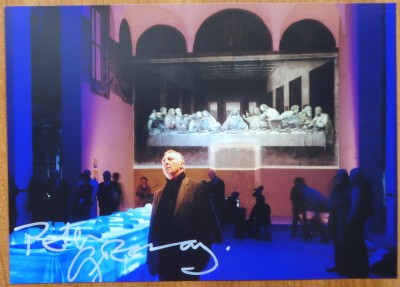 Autograf al regizorului britanic Peter Greenway pe fotografie mare si pe invitatia de la spectacolul de la Sala Polivalenta foto