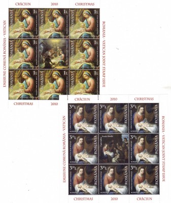 ROMANIA - 2010 CRACIUN MINICOLI ROMANIA - VATICAN, MNH - LP 1885e foto