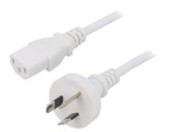 Cablu de Alimentare 1m Alb 3x0.75mm2 Mufă AS/NZS 3112 la IEC C13