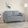 Gossi canapea cu 2 locuri cu pernute, gri deschis, 120 cm, textil