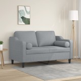 Gossi canapea cu 2 locuri cu pernute, gri deschis, 120 cm, textil