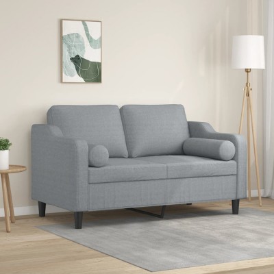 Gossi canapea cu 2 locuri cu pernute, gri deschis, 120 cm, textil foto