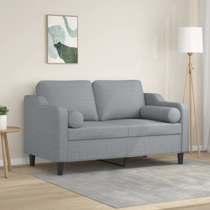 Gossi canapea cu 2 locuri cu pernute, gri deschis, 120 cm, textil