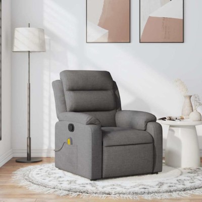 vidaXL Fotoliu de masaj rabatabil, gri &amp;icirc;nchis, material textil foto