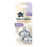 Tetina din silicon anti-colici flux lent, +0 luni, 2 bucati, Tommee Tippee