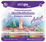 Creioane colorate Strigo ARTIST 24 culori, cutie metalica