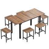HOMCOM Set Masă Da Dining Extensibil 160 cm Cm, Negru Nuc | Aosom Romania