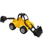 Jucarie Ucar Toys - Tractor si Excavator Multifunctional, Mare, Galben, 40 cm, Plastic Non-toxic, Peste 3 ani