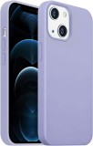 Husa din silicon compatibila cu iPhone 14, silk touch, interior din catifea, camera bump, Mov, X-Level
