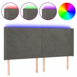Cumpara ieftin Tablie de pat cu LED, gri inchis, 163x16x118/128 cm, catifea