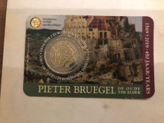 moneda BELGIA 2 euro comemorativa 2019_P. BRUEGHEL, coin card foto