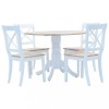 Set mobilier bucatarie, 5 piese, alb &amp; maro, lemn masiv hevea