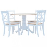Cumpara ieftin Set mobilier bucătărie, 5 piese, alb &amp; maro, lemn masiv hevea