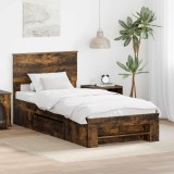 vidaXL Cadru de pat Stejar fumuriu 90 x 200 cm Lemn compozit 3408799