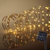 Cumpara ieftin Instalație Lumini Solare, Furtun Luminos, LED, 100 Becuris, Alb Extra-Calde, 4.95m
