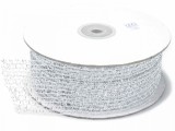 Panglica argintie Craciun 25 m x 4.5 cm