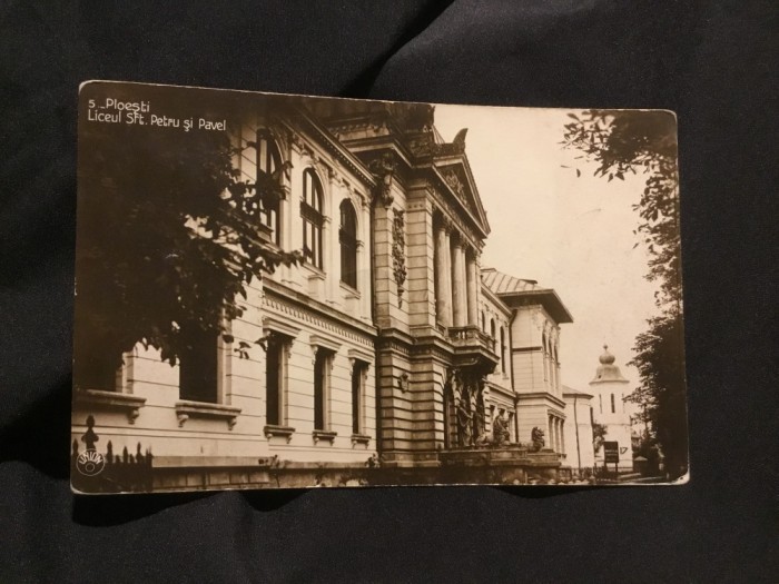 carte postala circulata - Ploiesti / Liceul sfintii Petru si Pavel anii 30