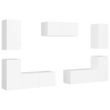 Cumpara ieftin Set dulapuri TV, 7 piese, alb, lemn prelucrat
