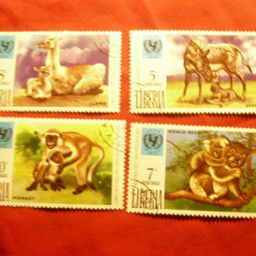 Serie mica Liberia 1971 - Fauna- UNICEF , 4 val. stampilate