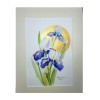 E124. Tablou, Irisi violet pe fond auriu, cu cadru de Passpartout, 30x40cm, Flori, Acuarela, Impresionism, RavariuArt