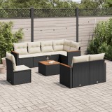 vidaXL Set mobilier de grădină cu perne, 9 piese, negru, poliratan 3226168