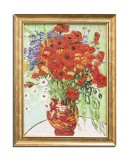 Cumpara ieftin Tablou celebru inramat pictat manual, Vaza cu margarete si maci, 45x35cm ulei pe panza reproducere Vincent van Gogh