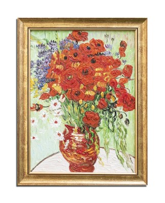 Tablou celebru inramat pictat manual, Vaza cu margarete si maci, 45x35cm ulei pe panza reproducere Vincent van Gogh foto