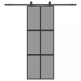 Cumpara ieftin Usa glisanta cu set feronerie neagra 76x205cm sticla securizata